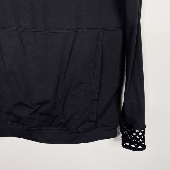 Alala Small Black Mesh Pieced Hoodie Long Sleeve Athleisure Sweatshirt Hood - Picture 3 of 10